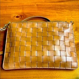 Quince Italian Leather Handwoven Convertible Crossbody Bag in Cognac